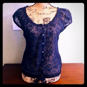 Hollister Black Lace Top Size M